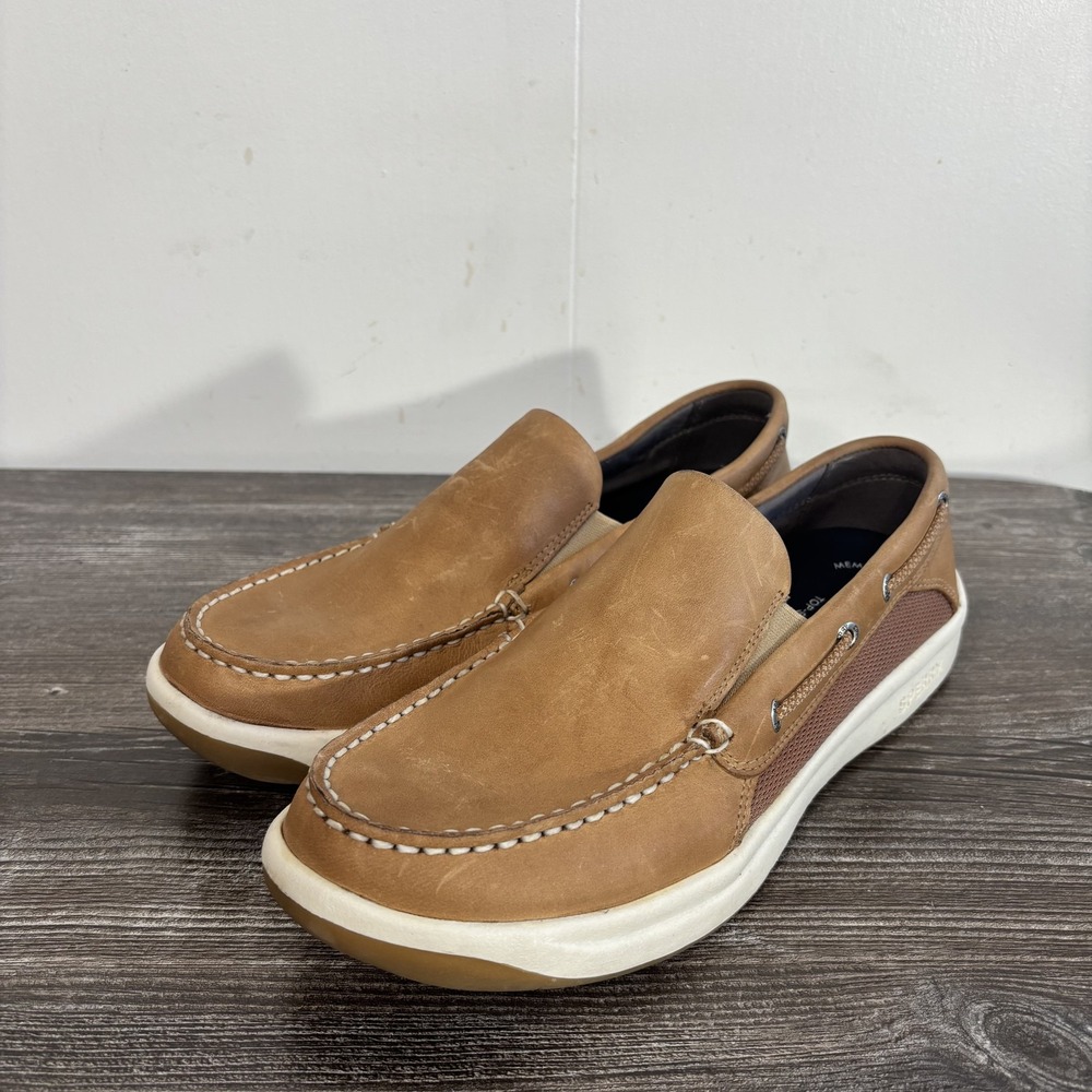 Sperry Top-Sider Boat Shoes Mens Size 10.5 Brown Leather Slip On Casual Nautical